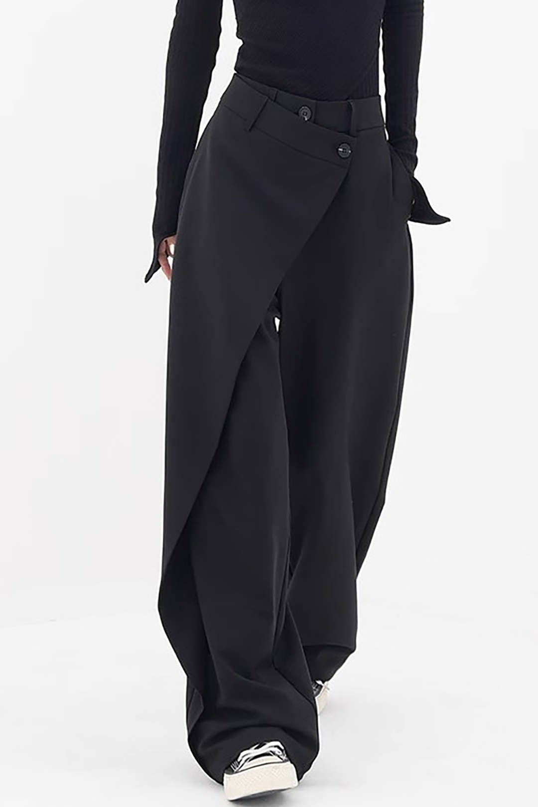 Draped Wrap Straight Leg Suit Pants