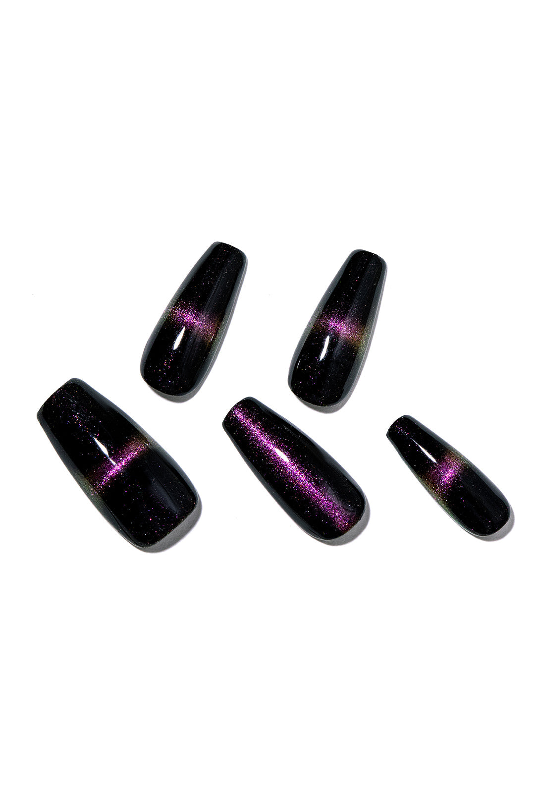 Cat Eye Coffin Shape Handmade Nail Art