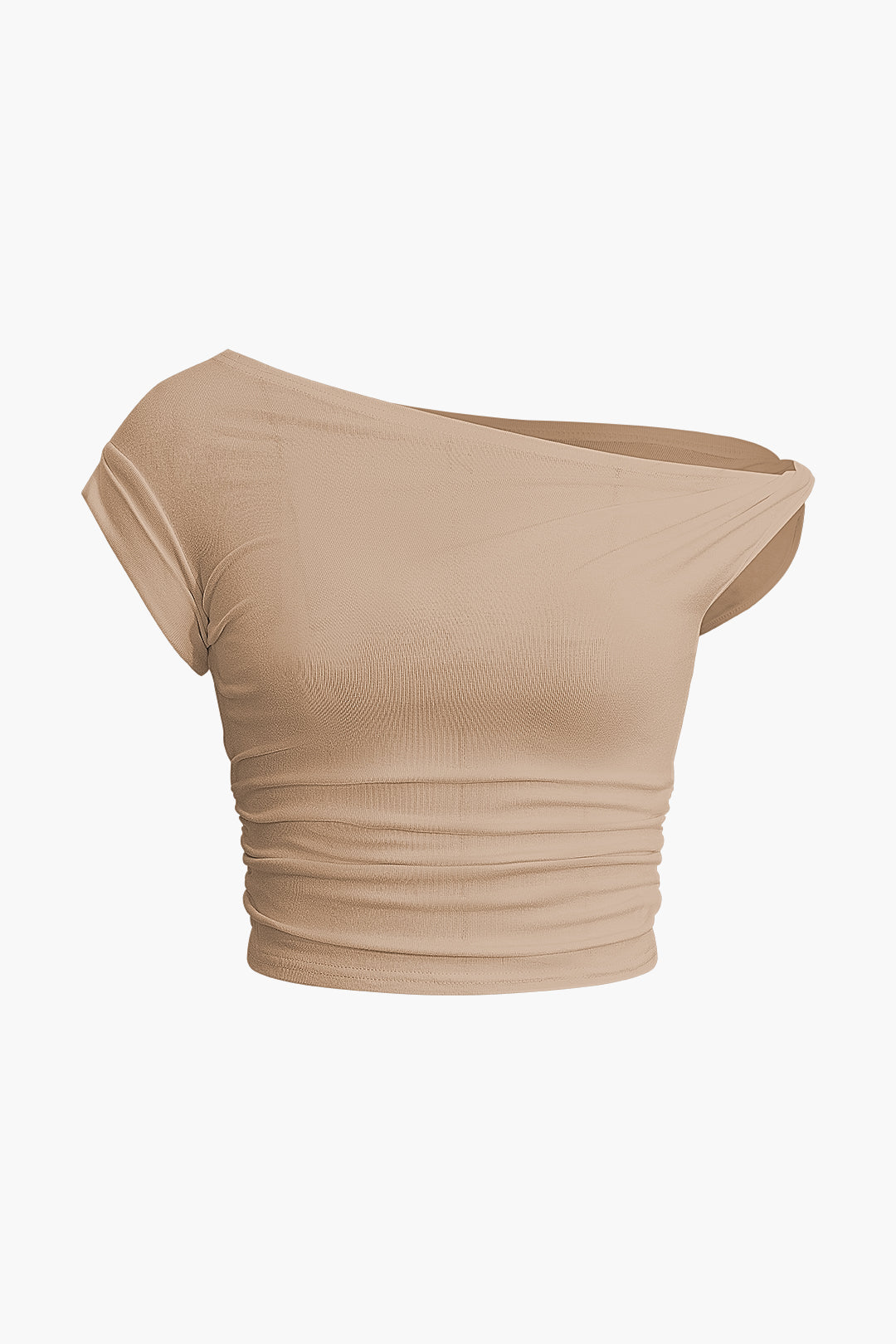 Asymmetrical Ruched Crop T-shirt