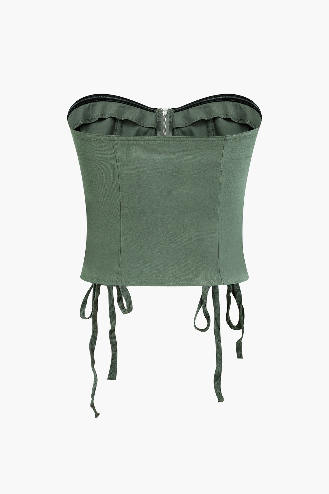 Cargo Lace-up Front Zipper Tube Top