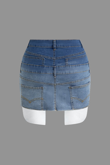 Denim Patchwork Mini Skirt