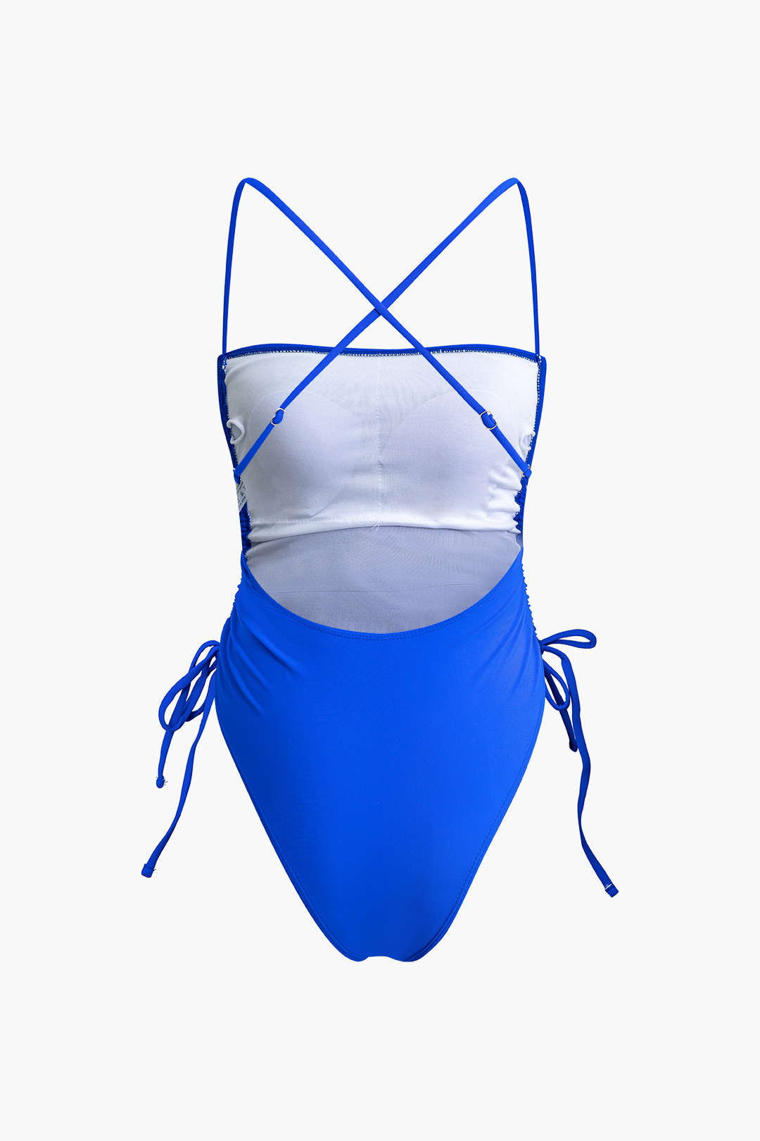 Tummy Control Cross Strap Drawstring Backless One-Piece Swimsuit