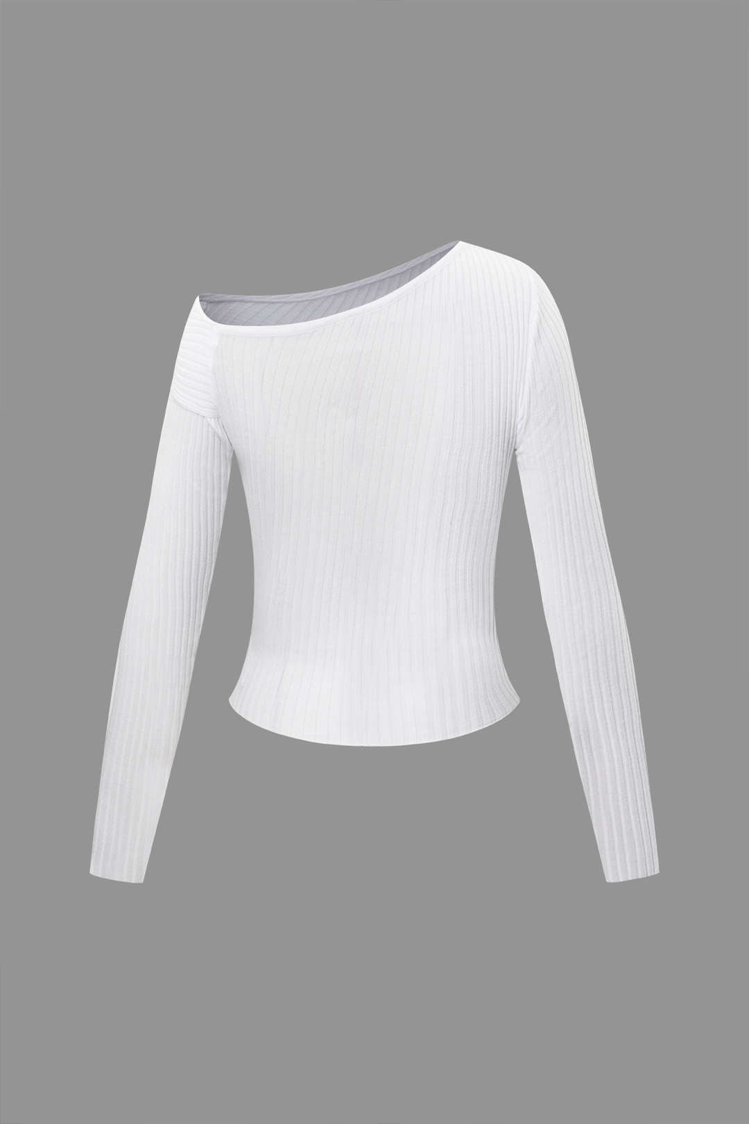 Solid Asymmetrical Long Sleeve Knit Top