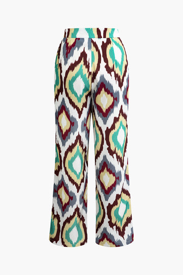 Abstract Print Straight Leg Pants