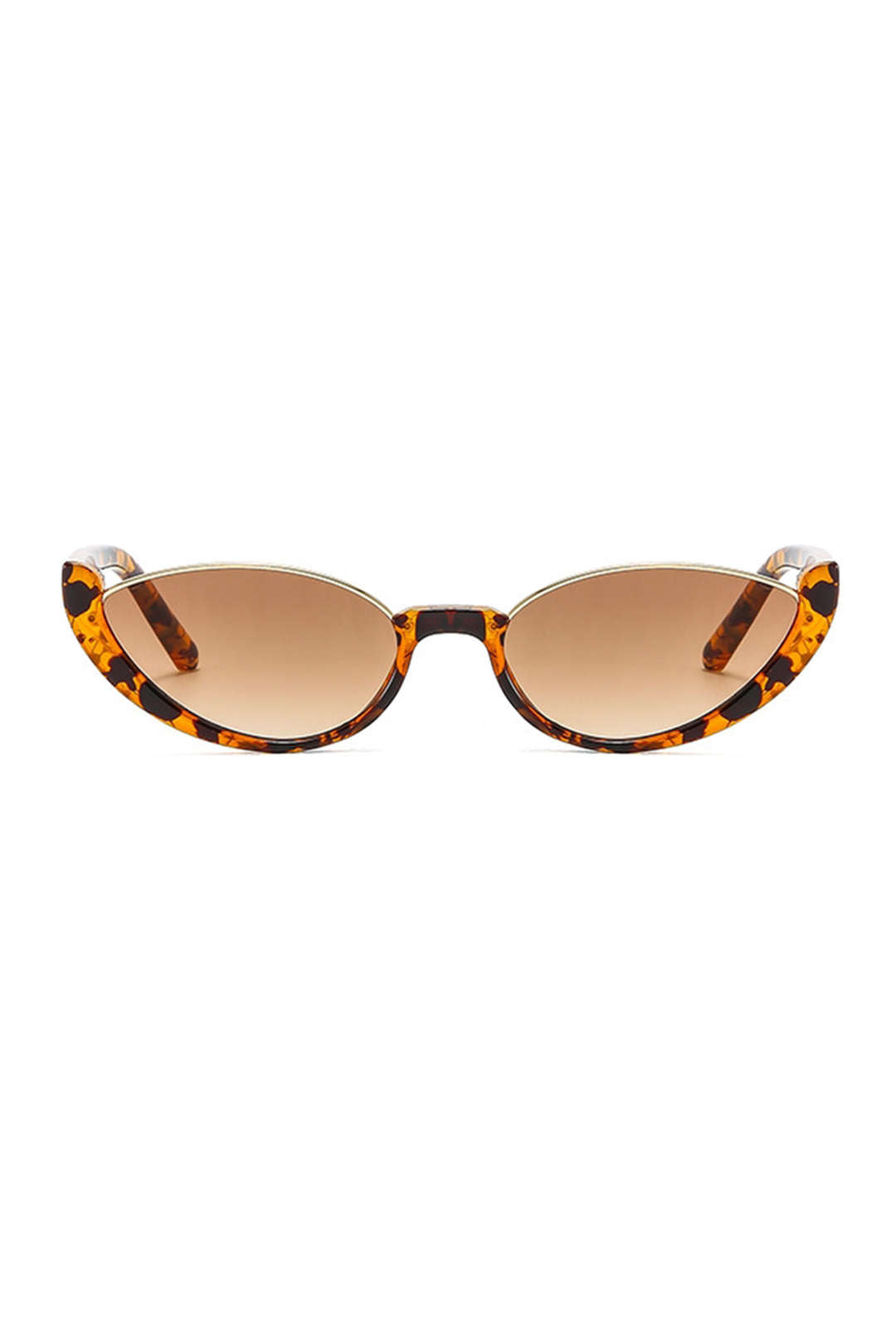 Leopard Cat Eye Half-rim Oval Sunglasses