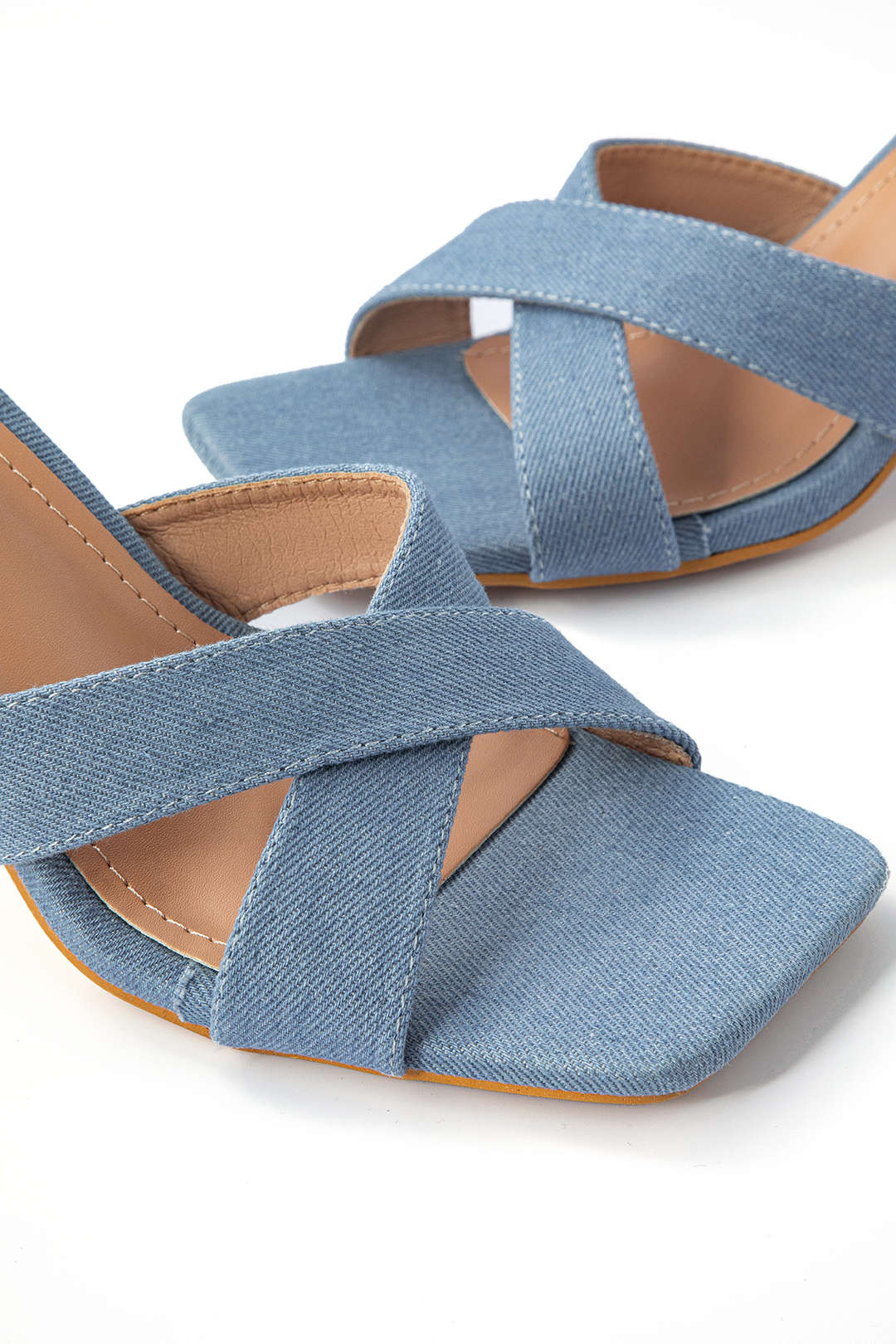 Denim Slingback High Heel Sandals