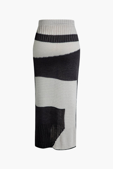 Contrast Split Knit Skirt