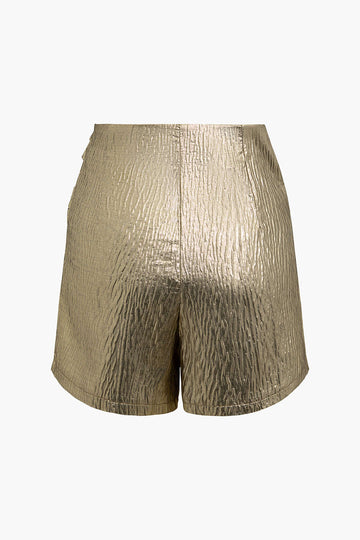 Metallic Textured Twist Mini Skirt