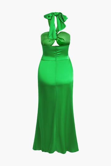 Cut Out Halter Tie Midi Dress