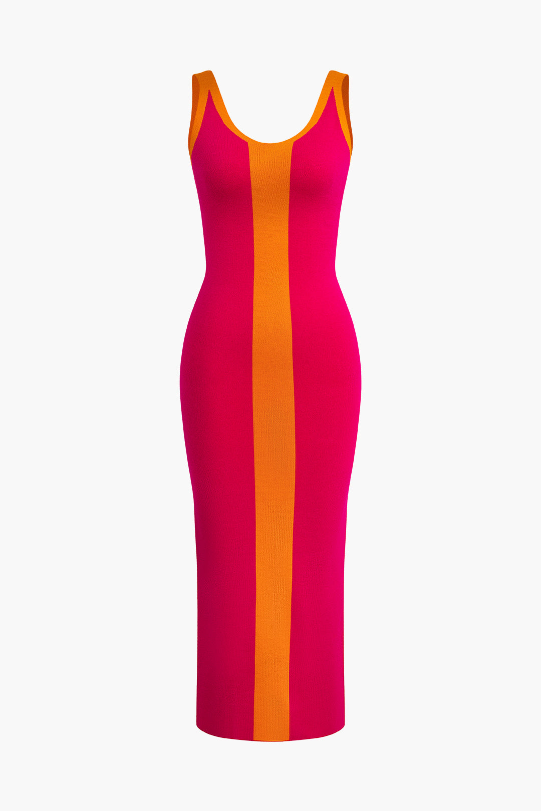 Contrast Knitted Slit Midi Dress