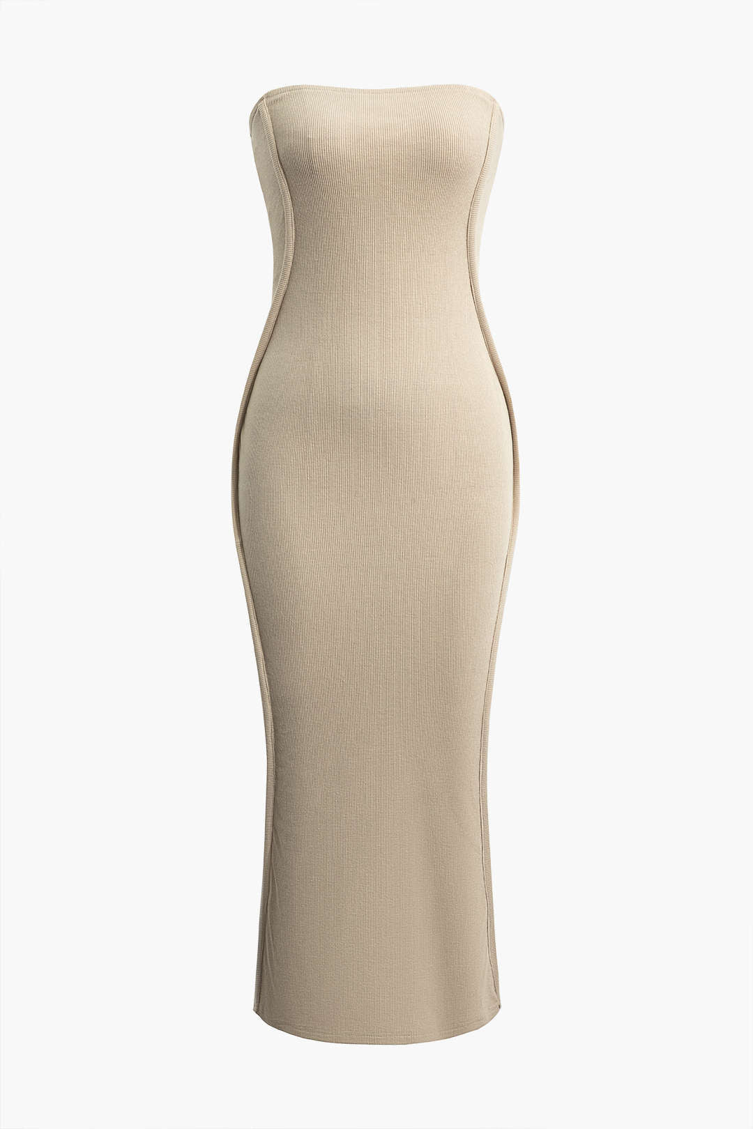 Solid Strapless Midi Dress