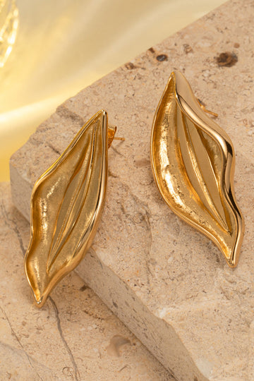 Asymmetrical Curved Leaf Earrings