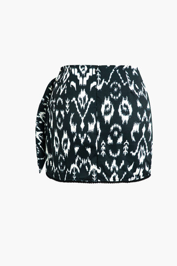 Abstract Print Knot Mini Skirt