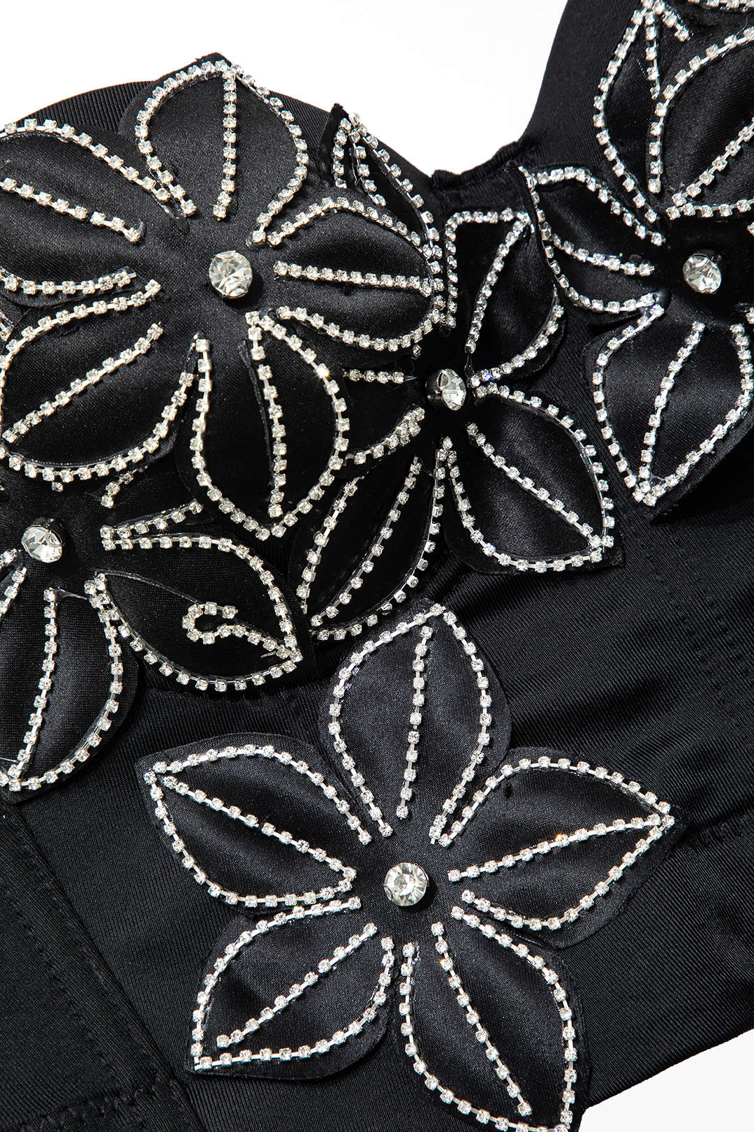 Rhinestone Embellished Flower Hook And Eye Bustier Cami Top