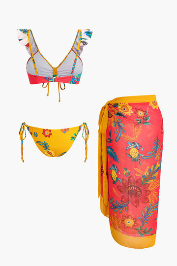 Floral Print Bikini Sarong Set