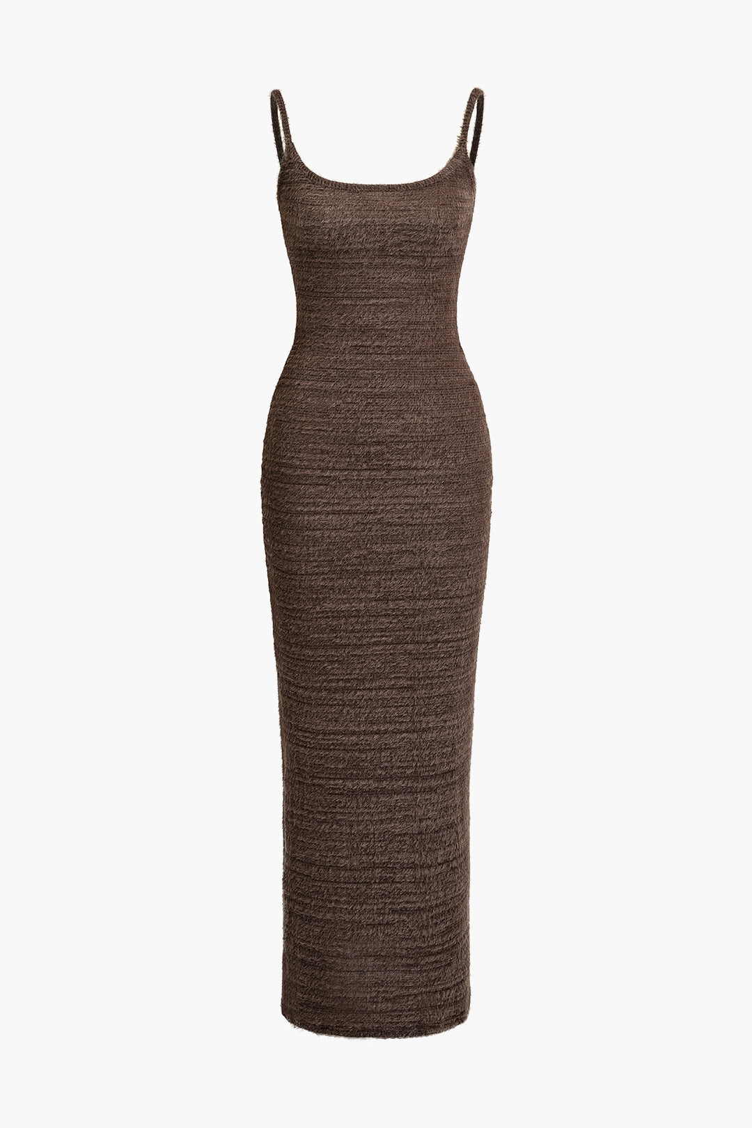 Faux Fur Knit Fitted Cami Maxi Dress