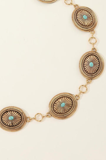 Floral Pattern Circular Texture Waist Chain