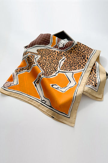 Leopard Print Eclectic Mix Pattern Silk Scarf