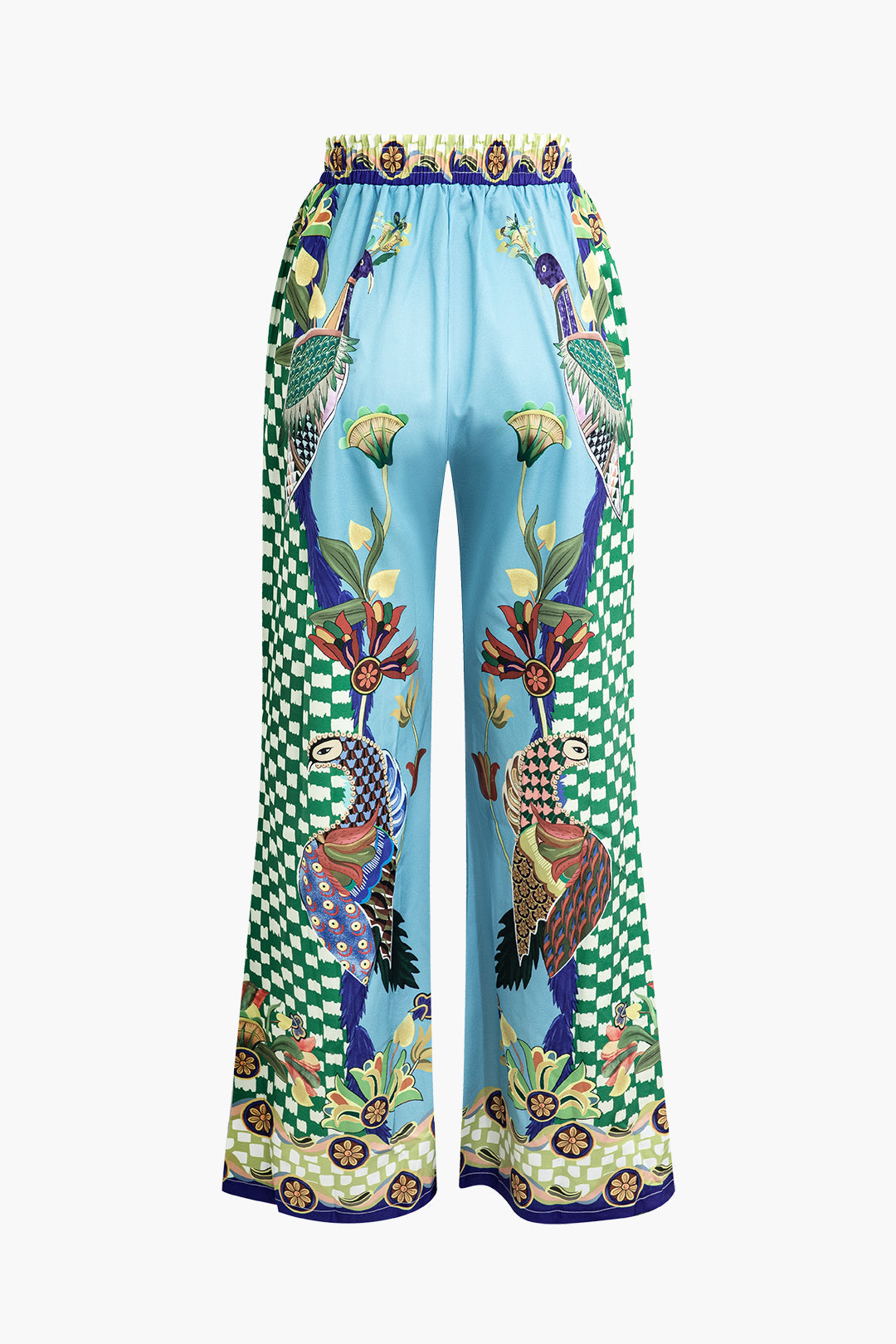 Floral Print Shirt And Drawstring Wide Leg Pants Set