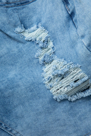 Frayed Denim Mini Skirt