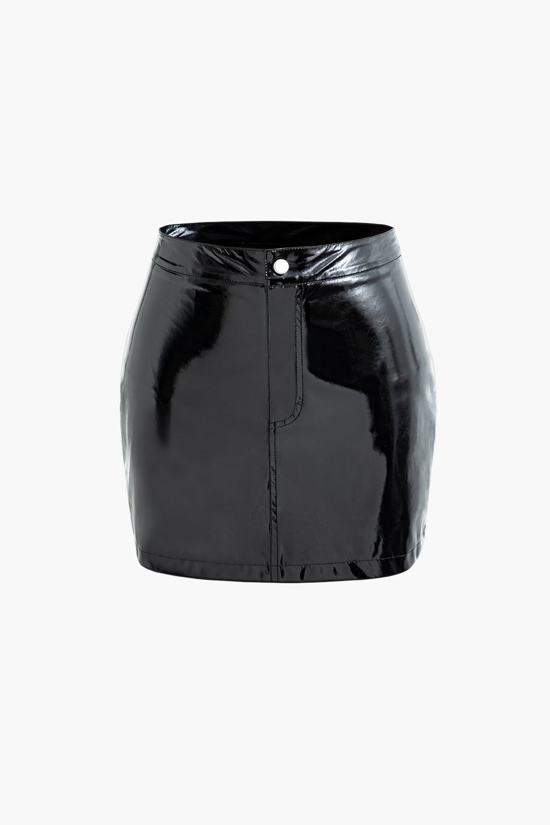 High Waist Faux Patent Leather Mini Skirt