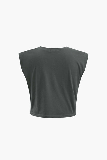 Big Sur Graphic Padded-Shoulder Knot Hem T-Shirt