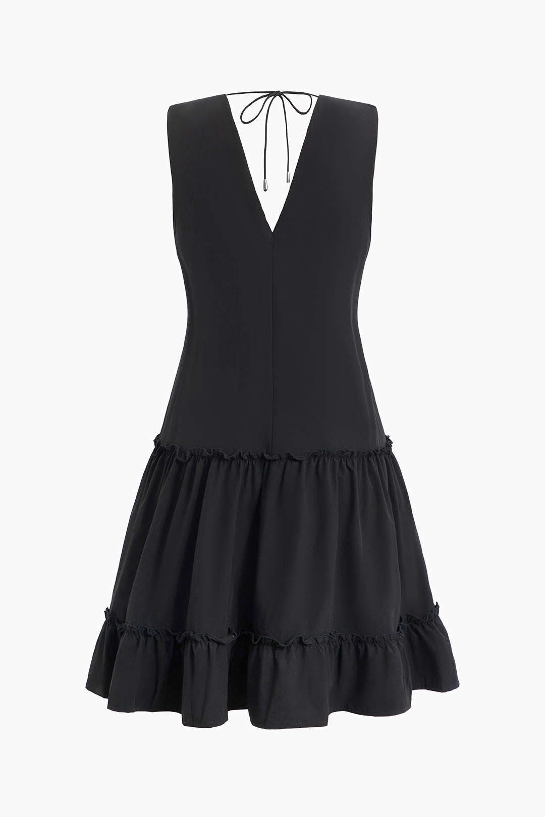 V-neck Ruffle Sleeveless Mini Dress