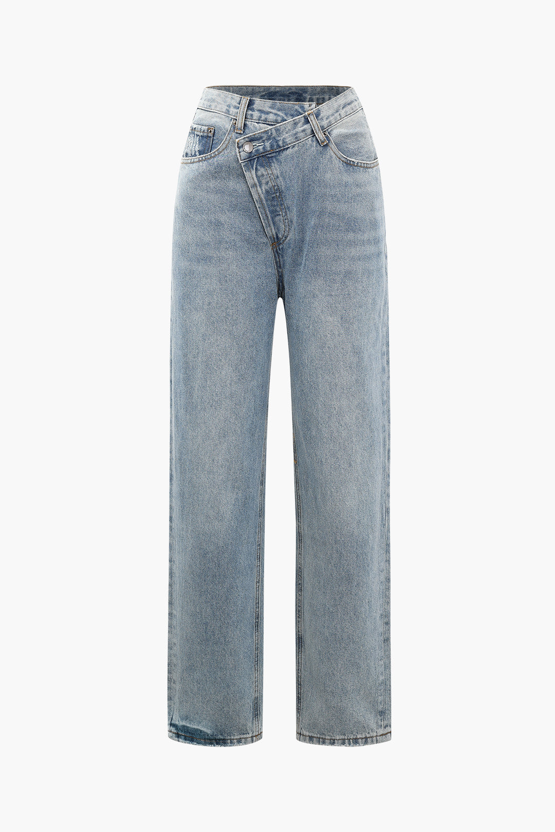 Asymmetric Waist Straight Leg Jeans