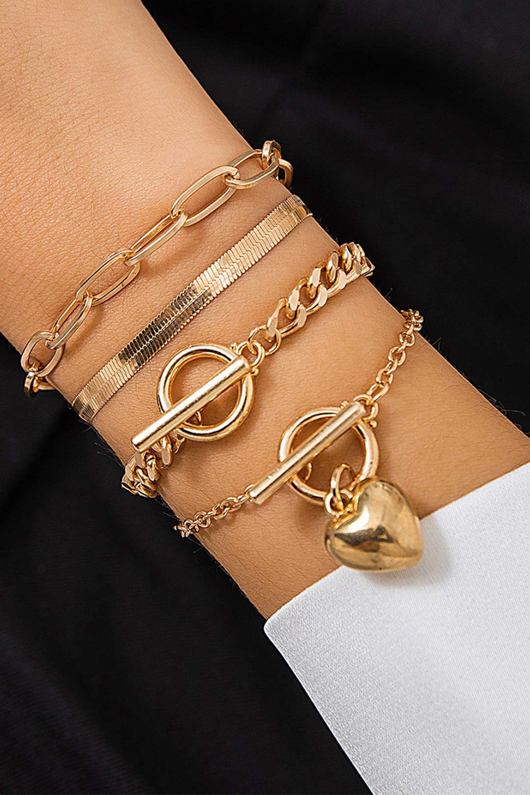 4pc Metal Chain Bracelet Set