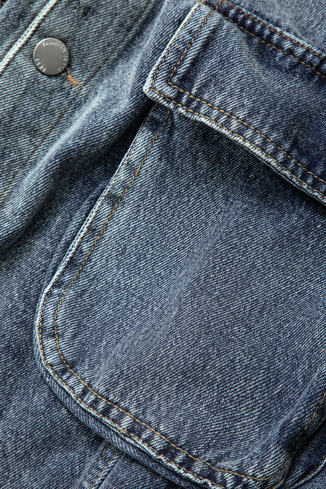 Frayed Flap Pocket Denim Vest