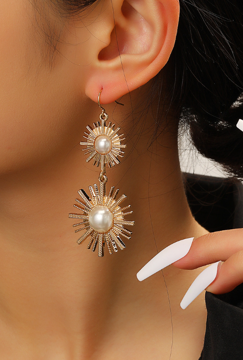 Sunburst Pearl Drop Earrings