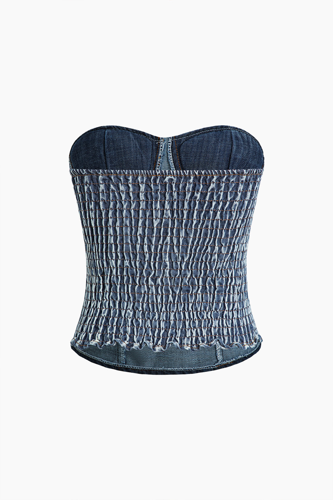 Smocked Back Bustier Denim Bustier Tube Top