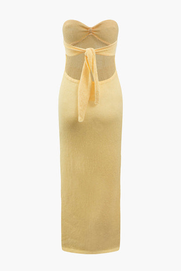 Knot Front Strapless Maxi Dress