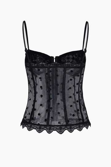 Lace Detail Mesh Corset Top