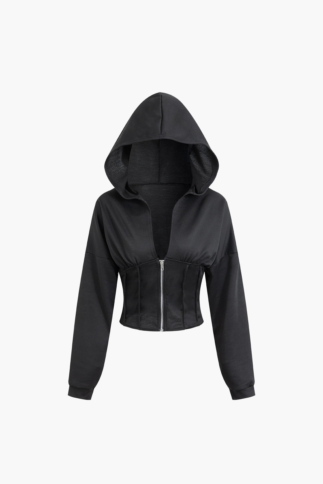 Hooded Half Zipper V-neck Jacket