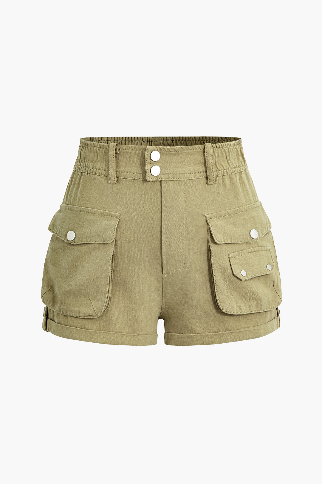 Flap Pocket High Waist Shorts