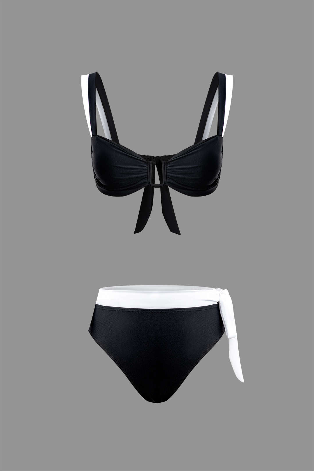 Contrast Trim Knot Detail Bikini Set