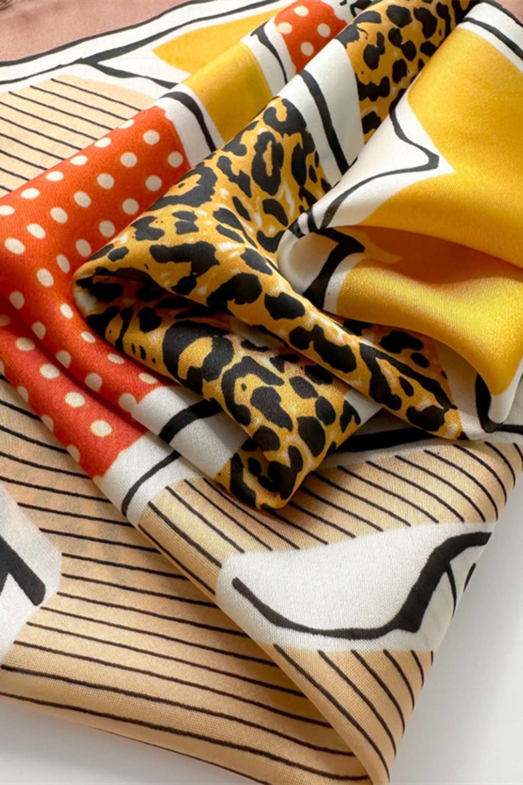 Leopard Print Eclectic Mix Pattern Silk Scarf