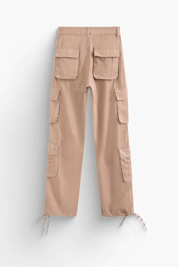 Flap Pocket Tie Straight Leg Pants