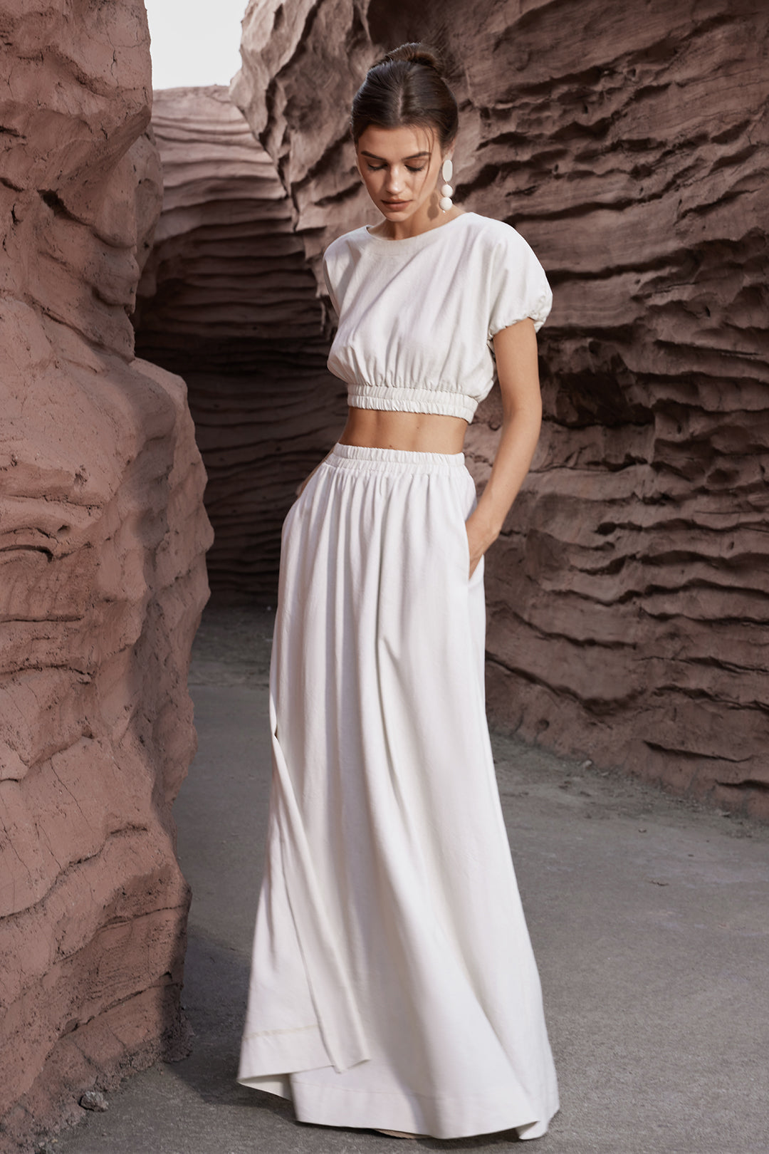 Linen High Waist Maxi Skirt