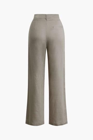 Solid Straight Leg Pants