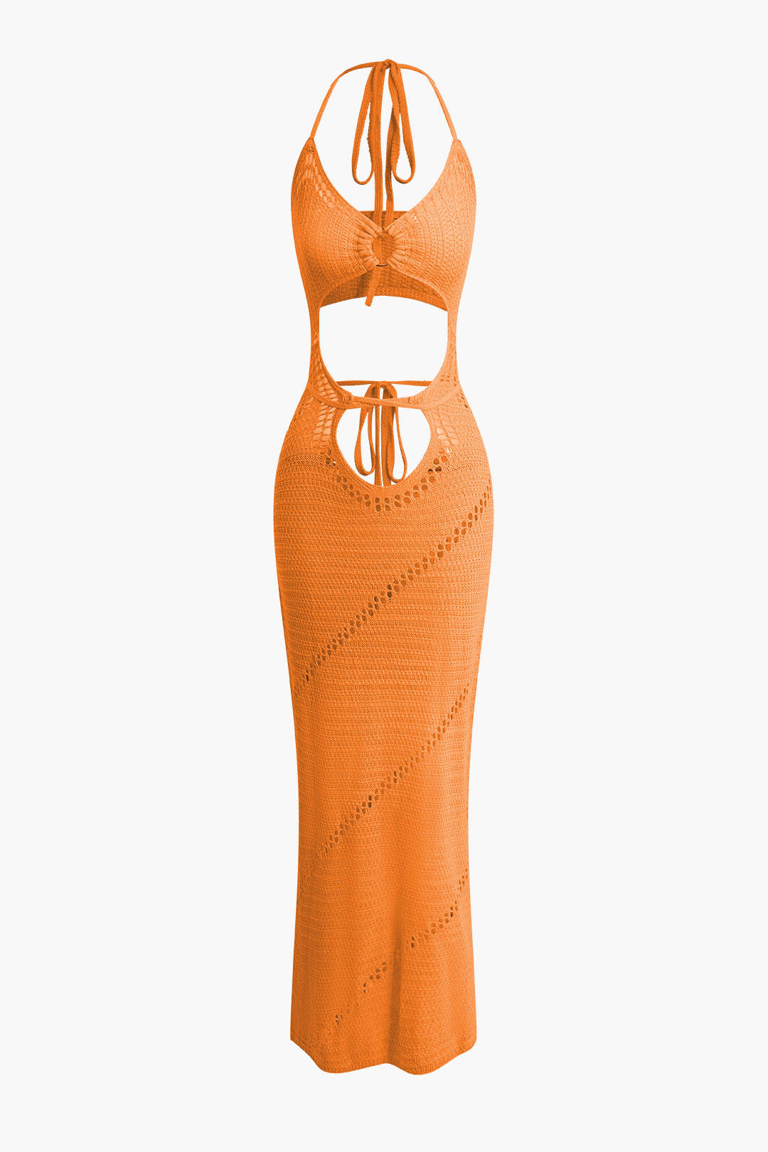 Cut Out Tie Halter Maxi Dress