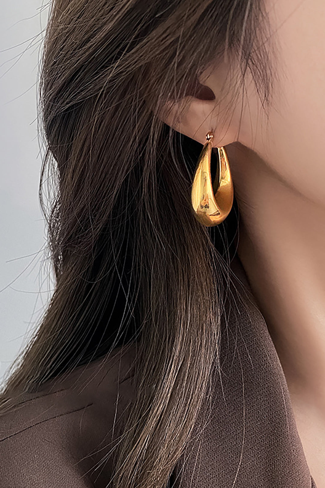 Metal Curved Drop Earrings