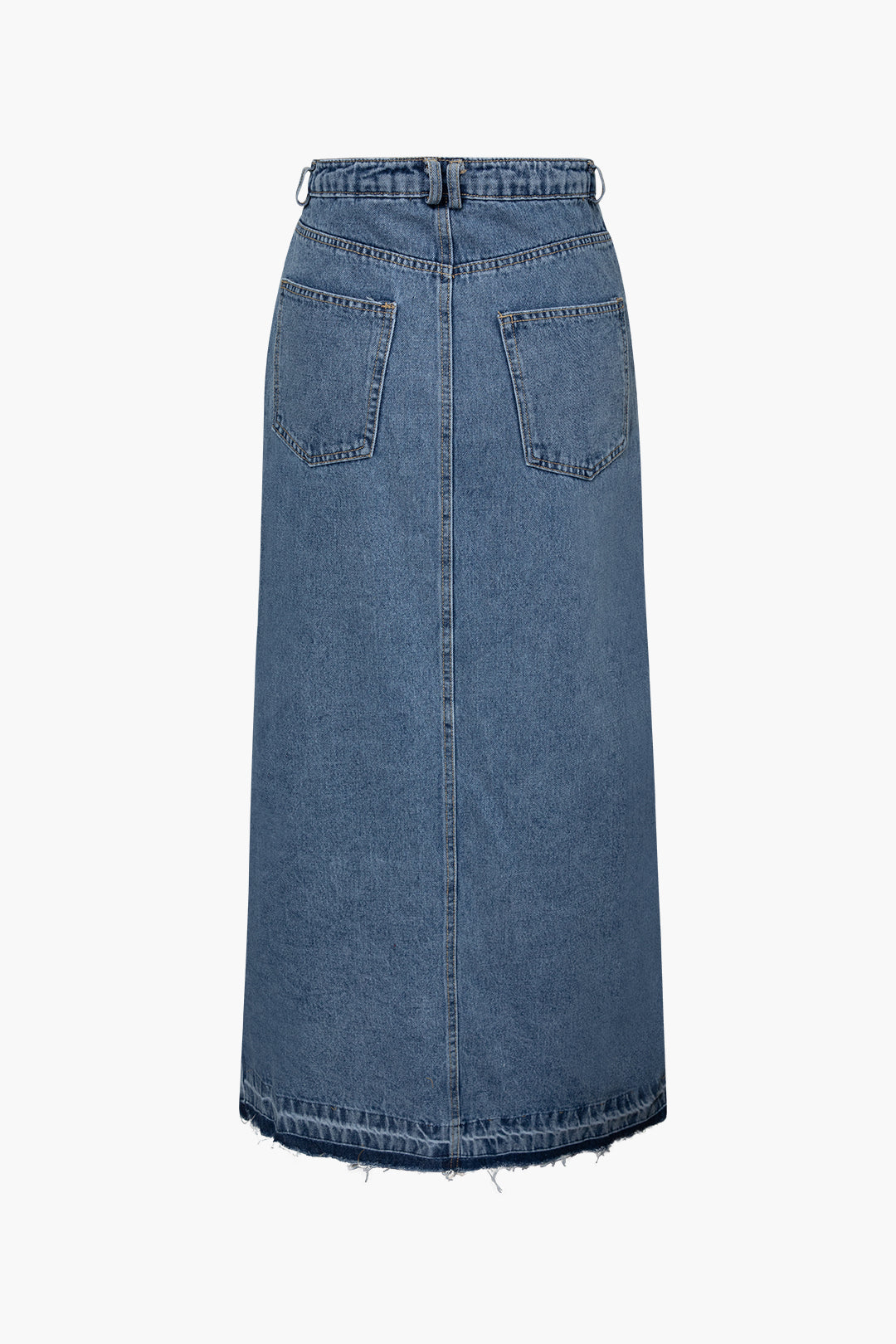 Distressed Slit Front Denim Skirt