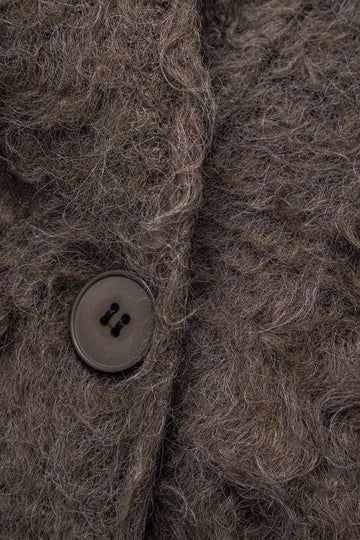 V-neck Fuzzy Button Cardigan