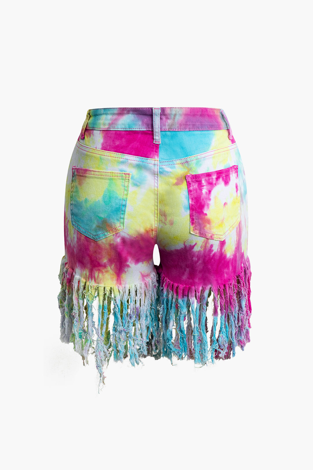 Tie Dye Tassel Denim Shorts