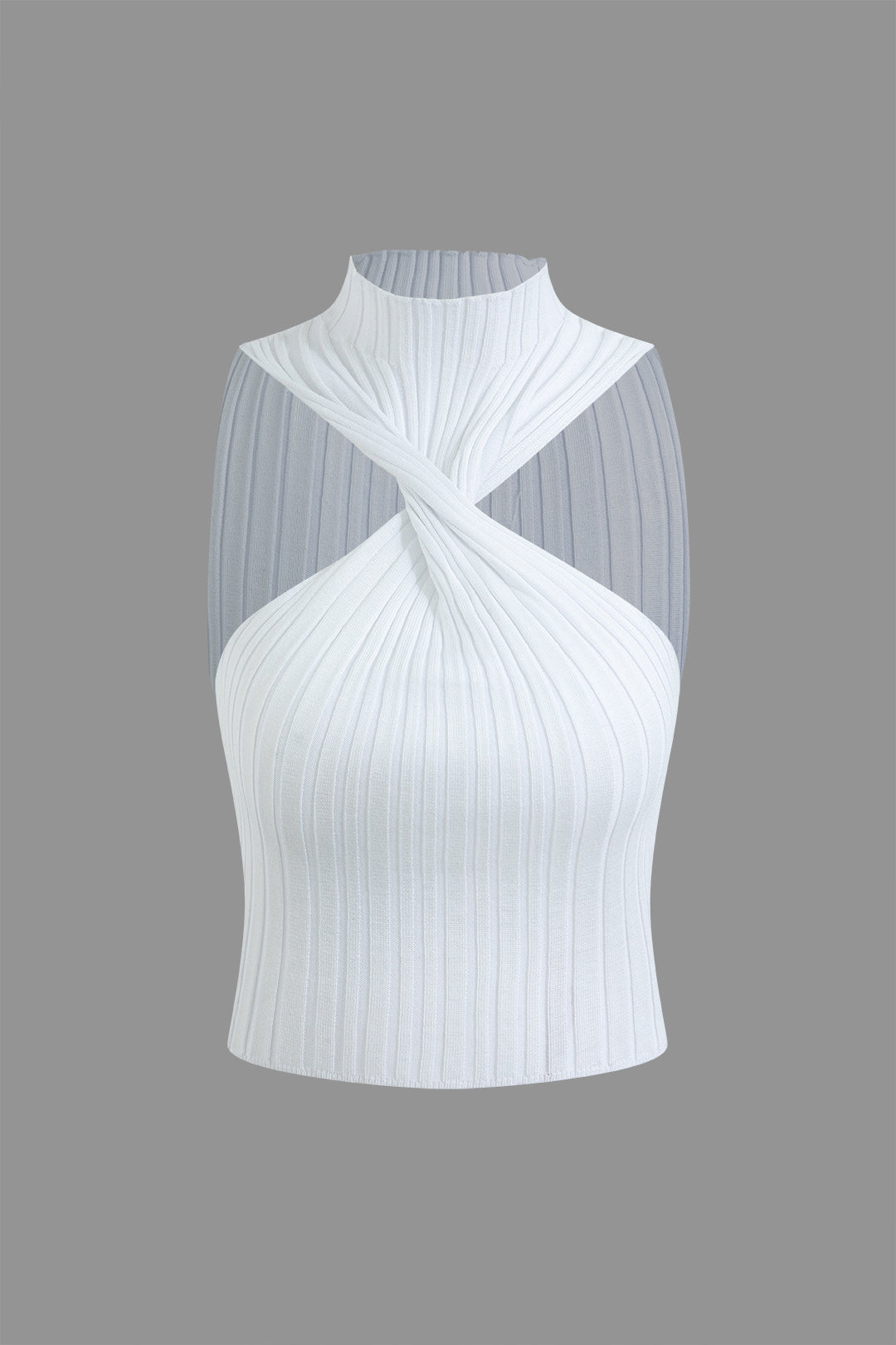 Twist Mock Neck Knit Tank Top