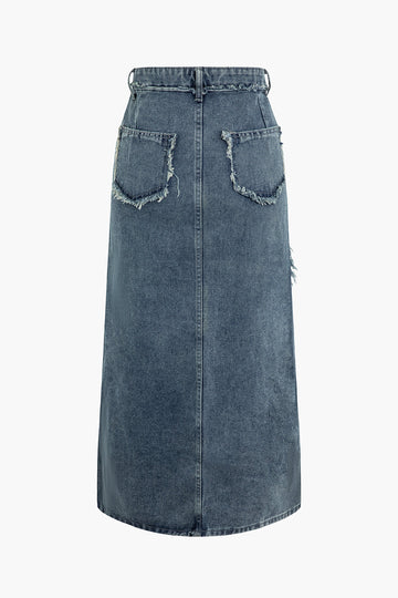 Frayed Denim Skirt