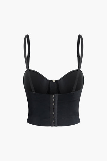 Faux Leather Zip Up Bustier Cami Top