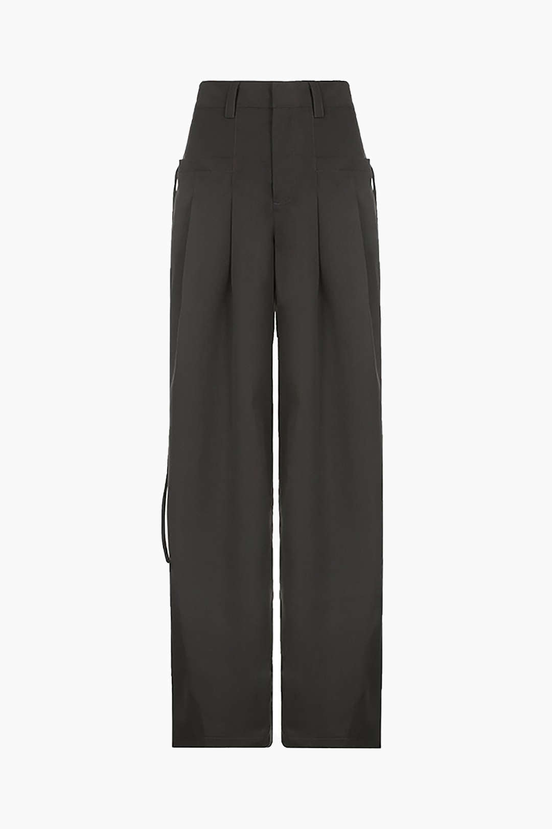 Solid Pleated Wide Leg Pants